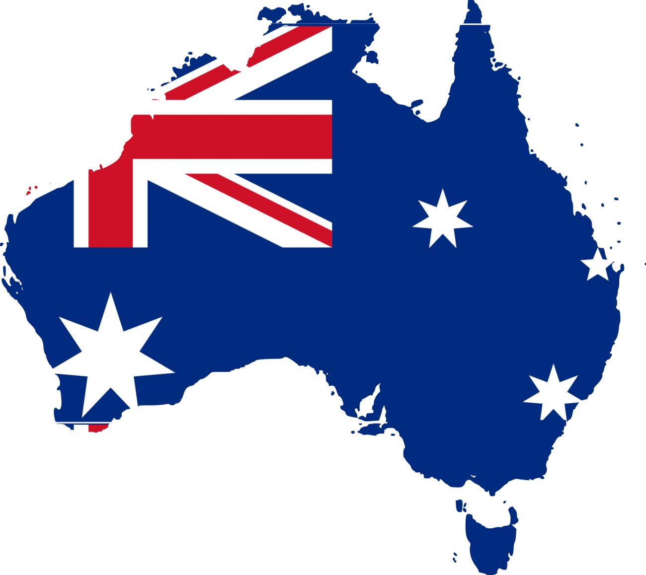 Australia continent and flag